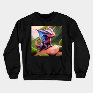 Baby Pink and Purple Dragon on a Rock Crewneck Sweatshirt